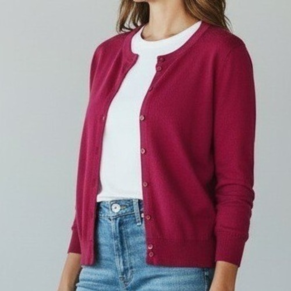 J.Crew The Clare Cardigan Berry Pink 100% CTN Sweater Preppy
minimalist SZ S
